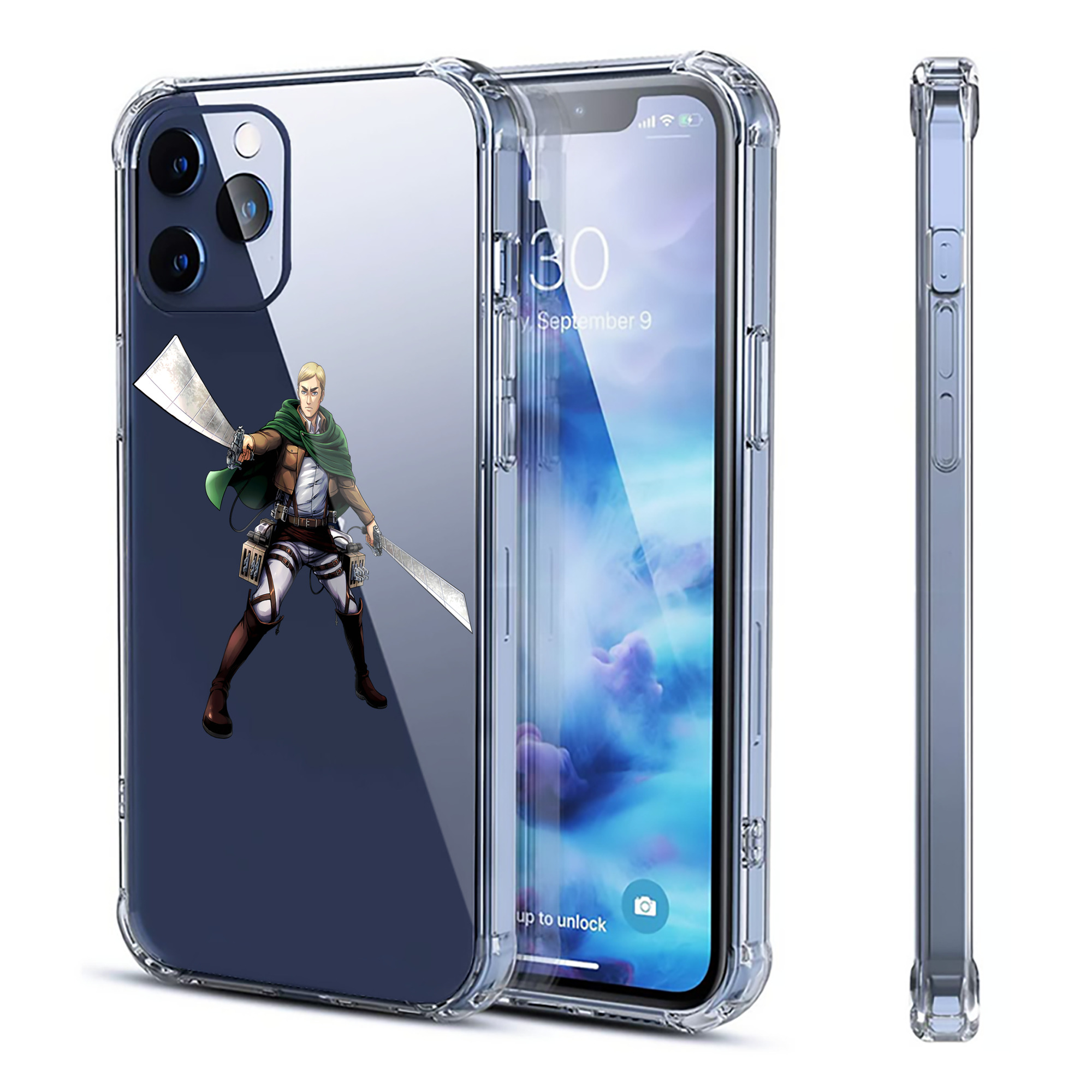 （画像用） 進撃の巨人 エルヴィン・スミス Attack on Titan Erwin Smith 【iPhone 12シリーズ対応】透明スマホケース（クリアソフトケース）